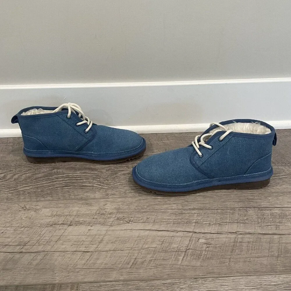 UGG Neumel Ankle‎ Boots Mens 9 Blue Natural Canvas Indigo NEW